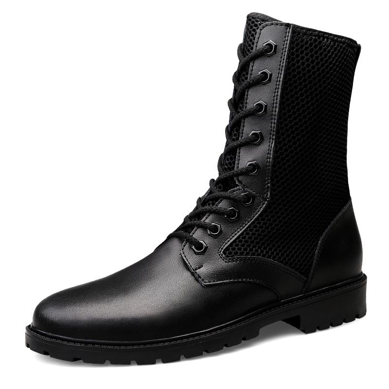 New Arrival Motorcycle Boots Genuine Leather Mens High Top Footwear Hot-selling Casual Mid-Calf Boots Male Leisure Walking Botas
