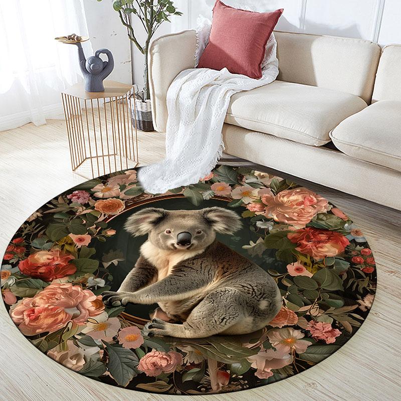 Palace Animals Pattern Round rug,Carpet Rug for Living Room Bedroom Playroom ,Non-slip Floor Mat,Holiday Gifts and Birthday Gifts.