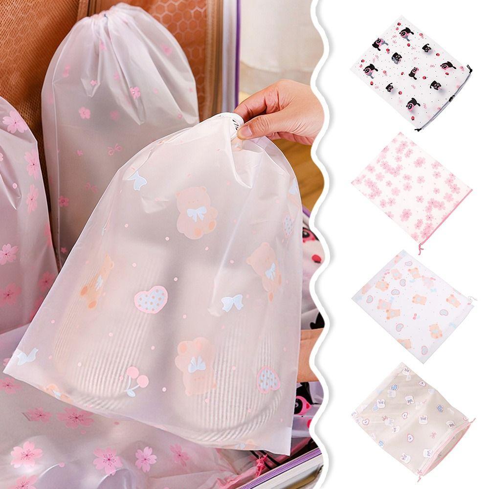 10Pcs New Cartoon Shoe Storage Bags Bow Rabbit Waterproof Dustproof Shoe Bags Reusable Lightweight Drawstring Bags