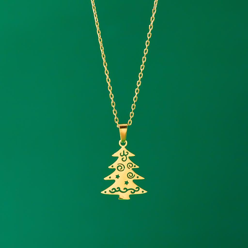 Stainless Steel Simple Christmas Necklace for Women Santa Claus Snowflake Xmas Tree Elk Pendant Clavicle Choker Party Jewelry