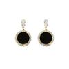 Fashion Personality Sparkly Zircons Trimmed Black Onyx Style Round Dangle Earrings for Women Korean Charm Evening Party Jewelry