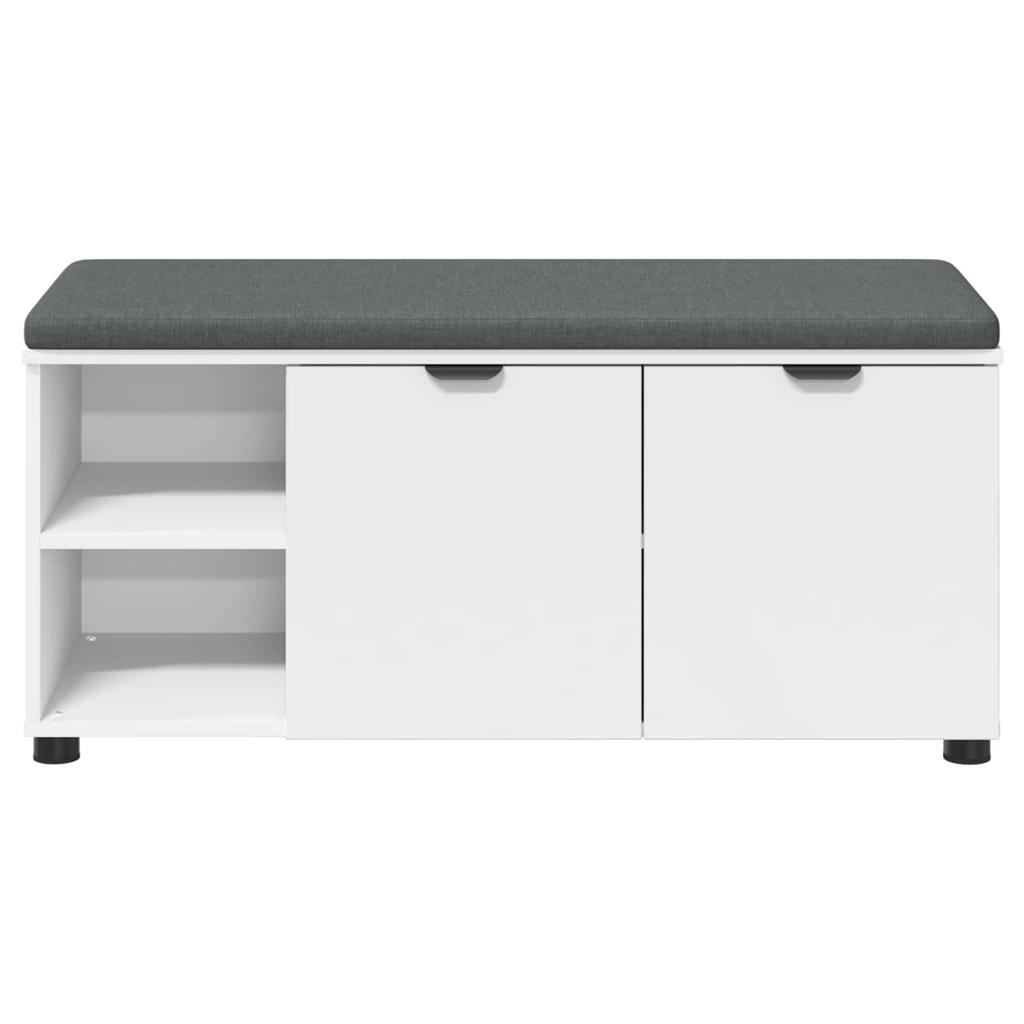 Hallway Bench with Cushion Shelf and Door White 100 X 38 X 46 Cm