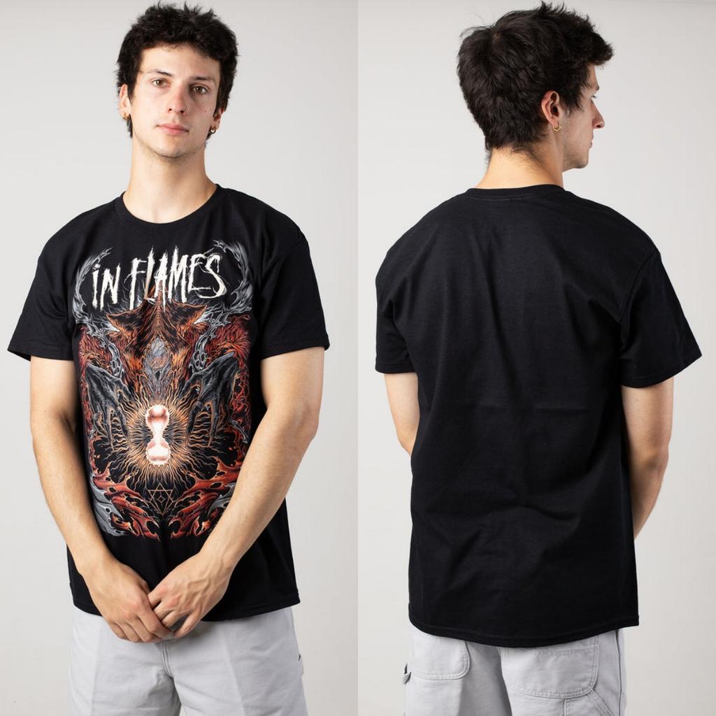 In Flames Graphic Cotton Tshirt Unisex Summer Short Sleeve Fashion Brand Tee Luxury Casual Vintage Tees