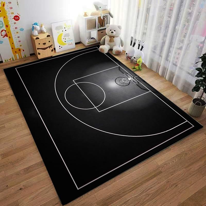 Basketball Court Pattern Black Carpet for Bedroom or Living Room Suitable for use as an anti-slip for living room bedroom sofas
