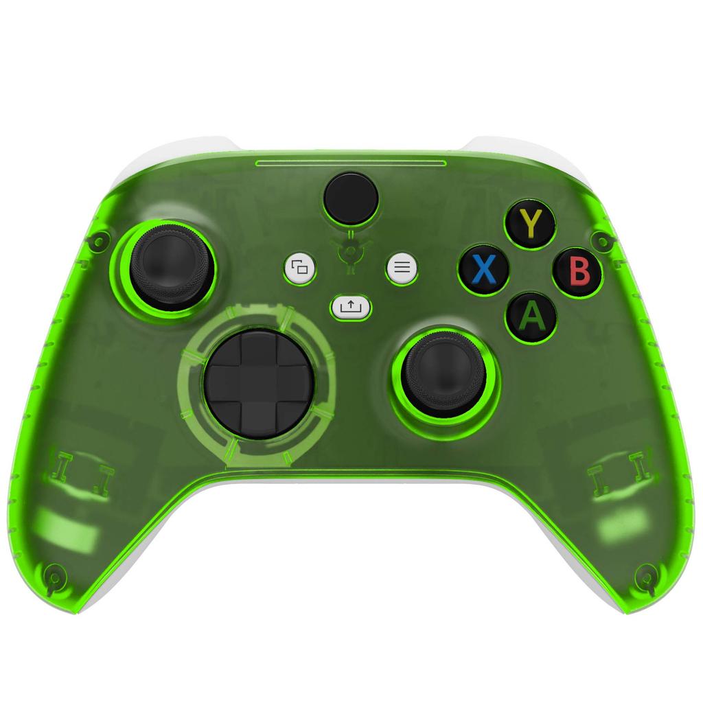 eXtremeRate Side Rail Grip Shell for Xbox Core Wireless Clear Black Replacement Front Housing Cover Handle Faceplate for Xbox Series X S Controllers