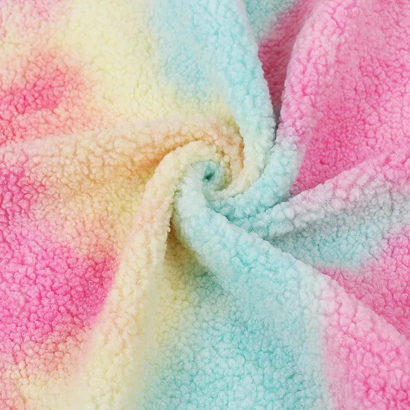 155x45cm Tie Dyed Lamb Fleece Fabric Gradient Short Plush Fabric For Winter Coats, Pajamas, Quilts, Handmade DIY Fabric TJ8911