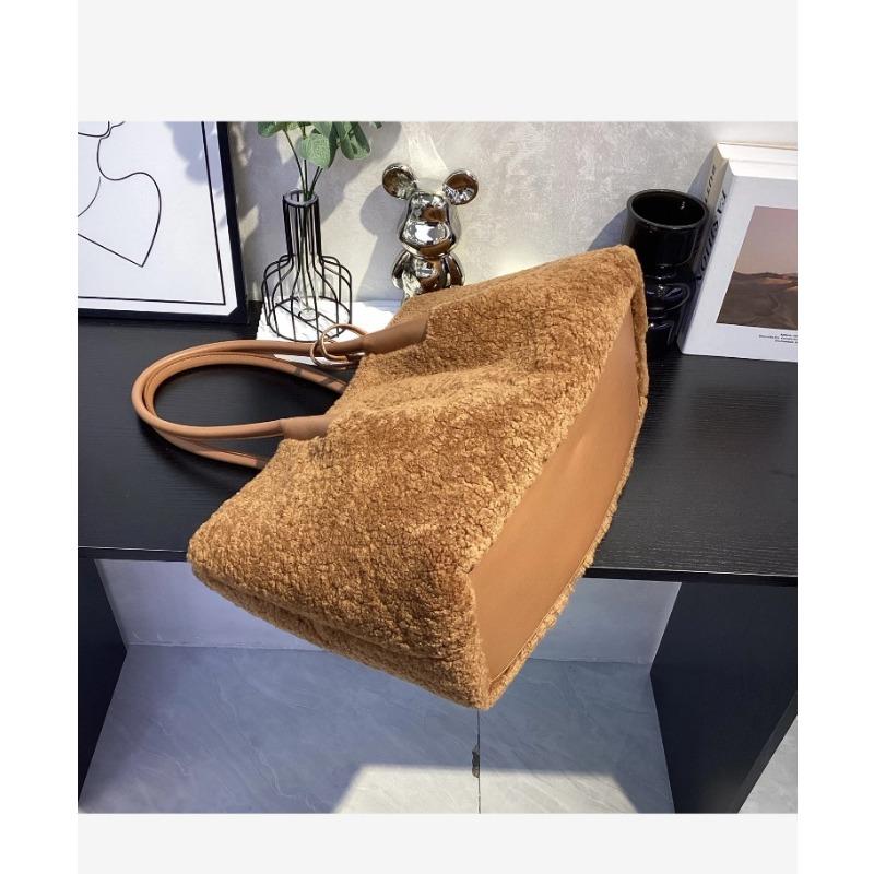 Large Capacity Simple Winter Women's Bag 2025 New Trendy Fashion Handbag One-shoulder Wool Foreign Style Tote Bag