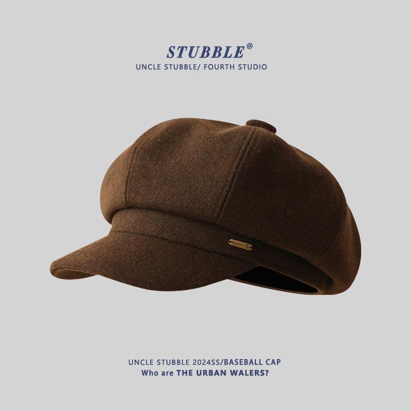 

Новая шерстяная восьмиугольная кепка — это универсальный берет в корейском стиле, который визуально уменьшает большое лицо. Он также имеет большую тулью и кепку газетчика. average size (55-59cm)