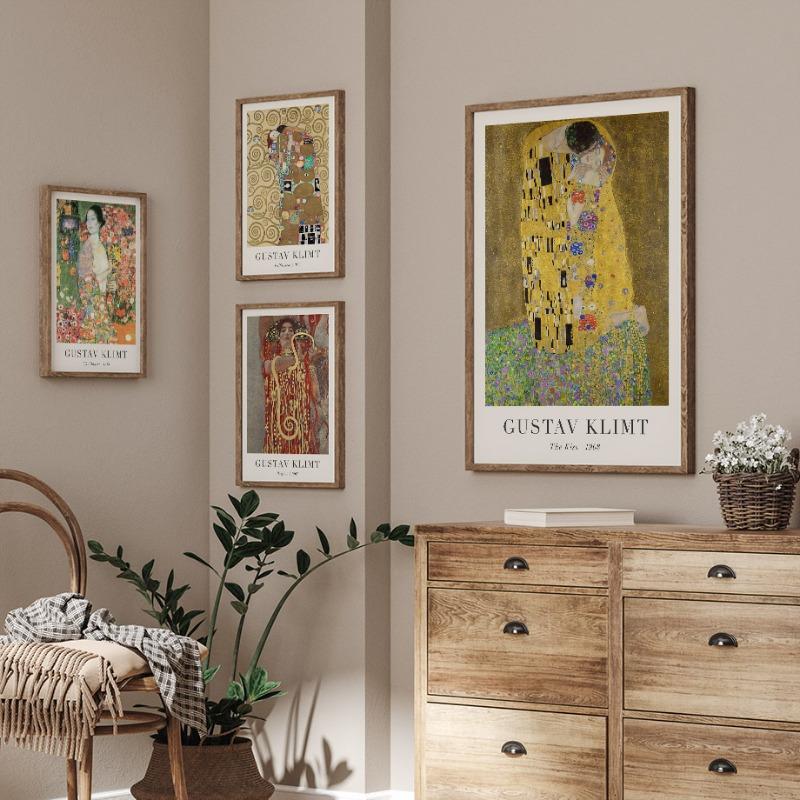 Klasyczny Gustav Klimt Abstrakcyjna Figura Dzieło Sztuki Pocałunek Drzewo Życia Plakat Malarstwo na Płótnie i Druki Obrazy Ścienne Dekoracja Domu Prezenty
