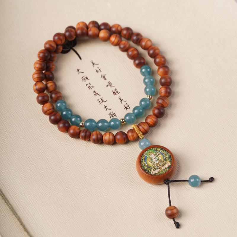 

Aged Cliff Cypress Emerald-Style Unisex Prayer Beads Bracelet - 0.6 Ethnic Tide