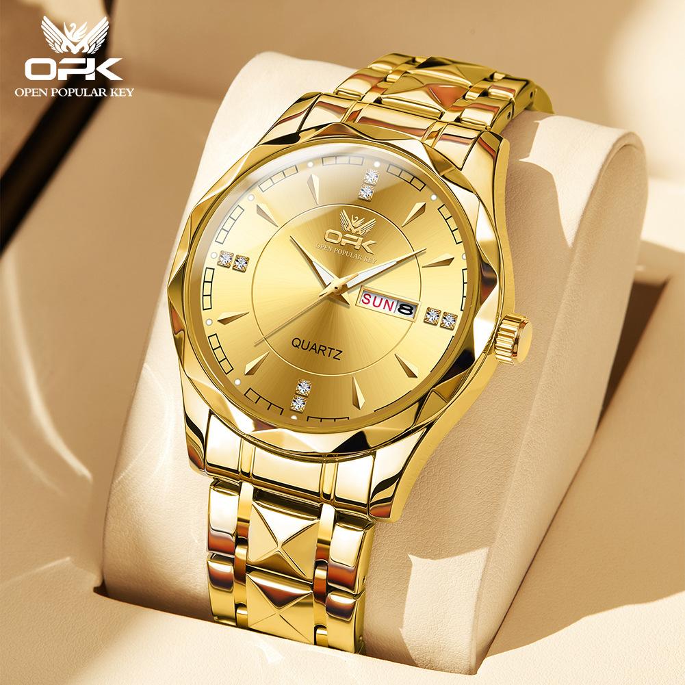 Stainless Steel Business Double Calendar Waterproof Men's Watch Men's Watch Local Tyrant Gold Watch