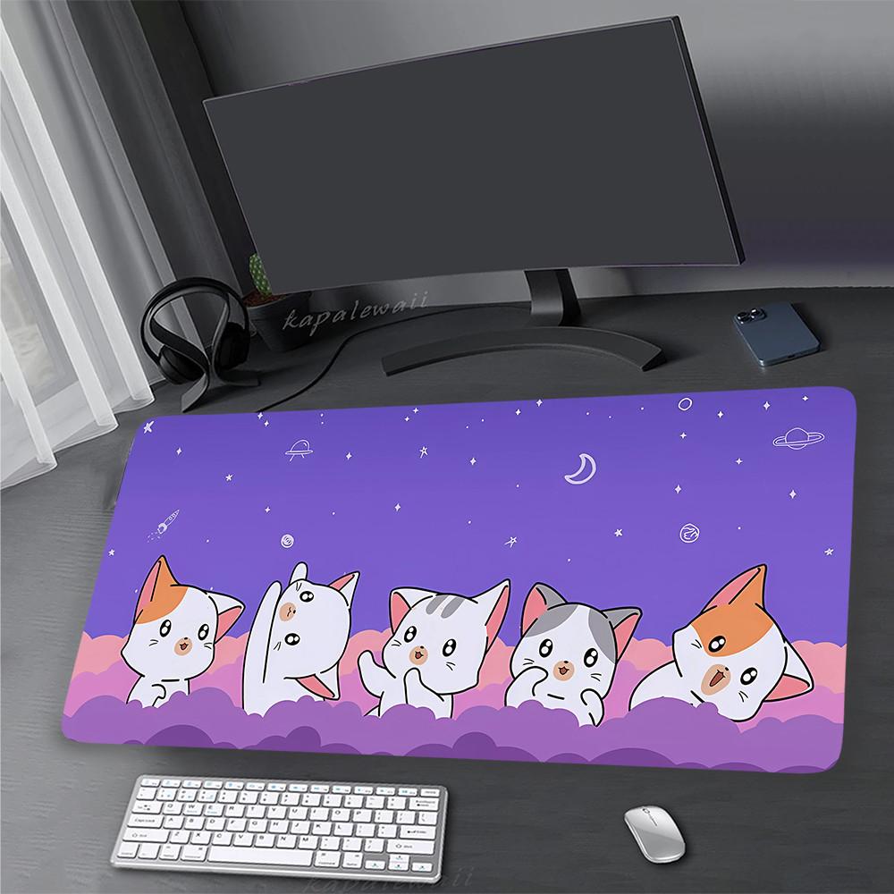 Kawaii Niedliche Katze Mauspads Gamer Mauspads Große Tastaturpads Schreibtischunterlage Spiel-Mauspad Gaming-Tischteppich für ganztägigen Komfort