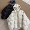 Knitted Hooded Puff Down Cotton Clothes Women's Design Sense Fake Two Pieces Loose Warm Thickened Coat
