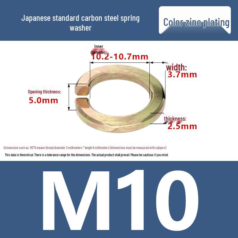 Level 8 Blackened Stainless Steel Anti-Slip Spring Washer, Japanese Standard, Sizes M6, M8, M10, M20.