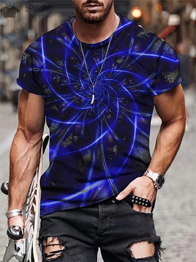 Unisex's 3d Printed Abstract Hip-hop Trend Visual Illusion Short Sleeved T-shirt Fashion Top Gradient Harajuku Street Clothing Tees