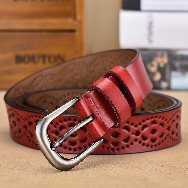 

Spot Belt, Women s Genuine Leather Belt, Korean Version, Women s Hollow Needle Buckle Belt, No Punching Belt, Women s Belt 105cm