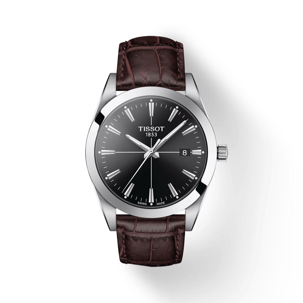 Tissot Orologio da Uomo Moda Cinturino in Pelle Quadrante Nero T127.410.16.051.01