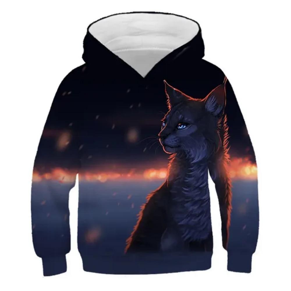 New Boys Girls 3d Animal Print Sweatshirt Kids Cartoon Wacky Fuzzy Cat Explore Space Galaxy Children Harajuku Hoodies Tops