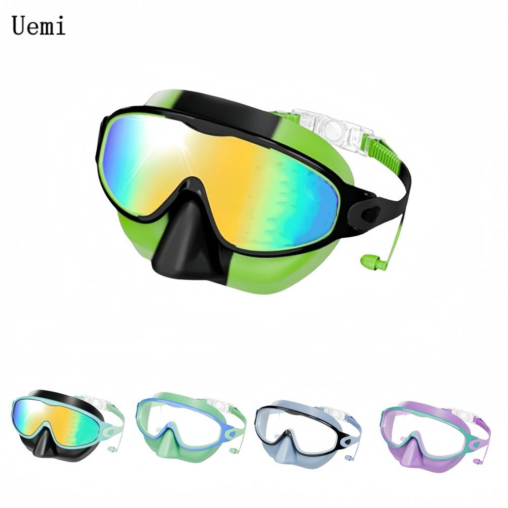 Kids Silicone Nose Cover Swim Goggles Wide View Anti-Fog UV400 Diving Glasses No Leak Pool Swimming Eyewear for Toddlers 3-122