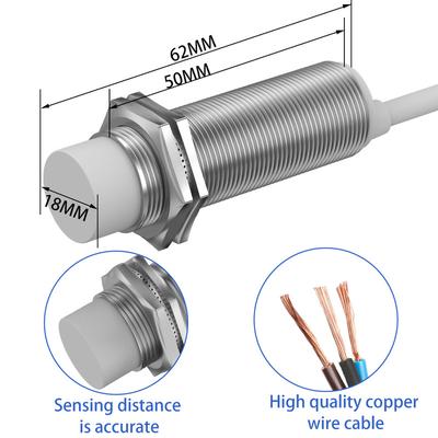 GTRIC M18 Kapazitiver Näherungsschalter 10-30V DC 3 Drähte NPN PNP Schließer Öffner Einbaufähig Nicht Einbaufähig Nicht-Metall-Erfassungsschalter Mit 2m Kabel