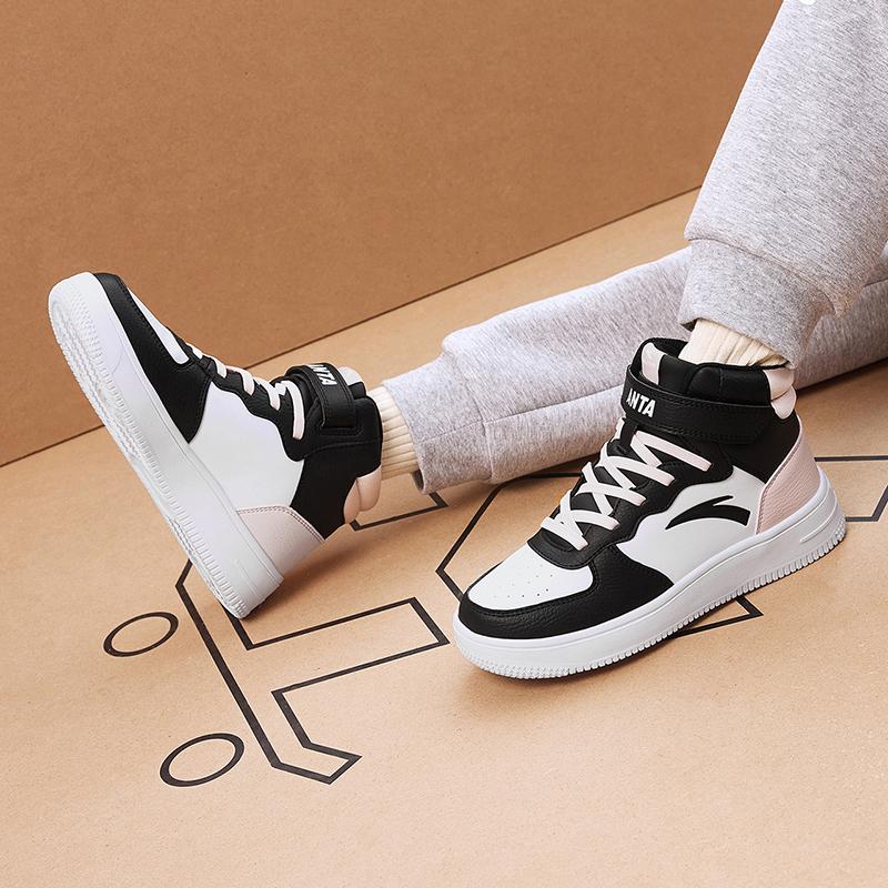 Anta Kids Casual Wear Durable Breathable High-Top Sneakers Kids Sneakers Black Pink White A33038015J-5
