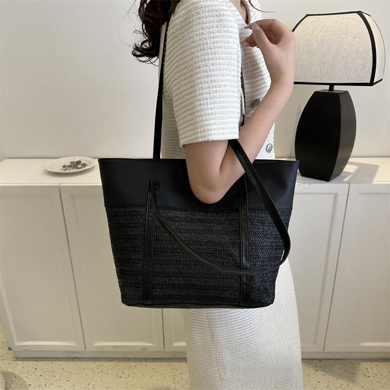 Fashionable Large Shoulder Tote Bag For Women In Black Coffee White And Khaki