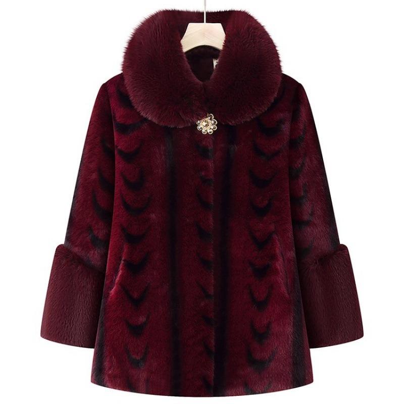 Wife Winter Mink Coat Fleece Thickened New Thermal Cotton Coat Old Coat Women
