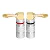 2PCS Banana Plug Audio Speaker Connector 90 Degree straight angle Plug Audio Jack Gold Plated Speaker Terminals Adapters