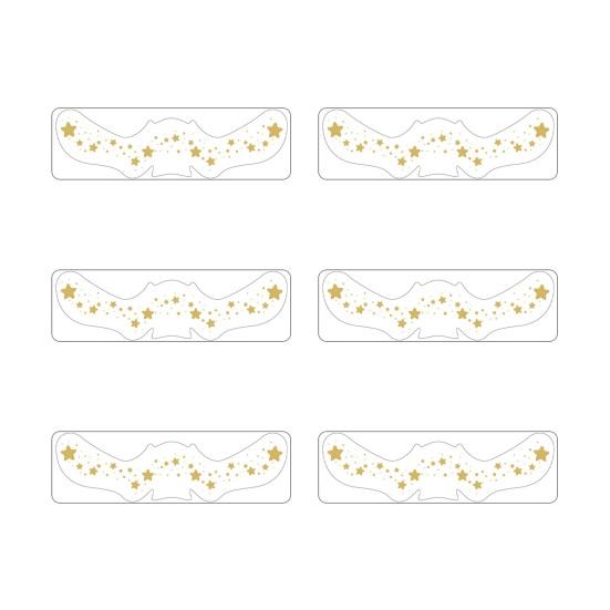 6 sztuk złotych brokatowych naklejek na twarz z tatuażem, wodoodporne sztuczne piegi, lśniące plamki do makijażu, aby uzyskać efektowny wygląd, świąteczny blask