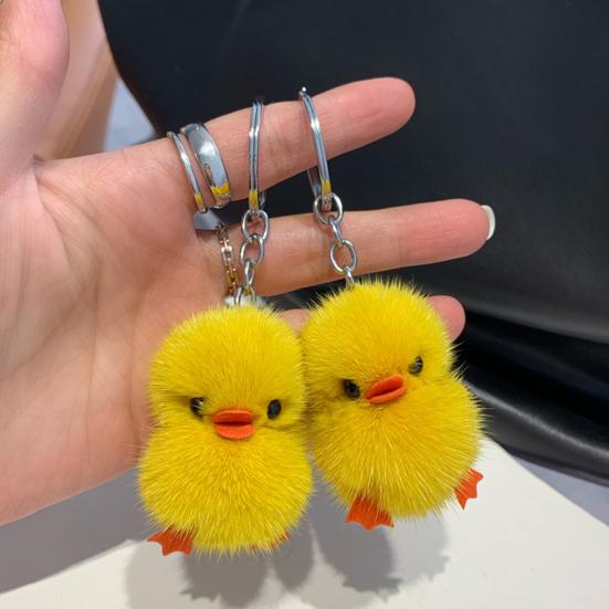 Keychain Soft Plush Duck Shape Portable Anti-Lost Key Holder Mobile Phone Chain Bag Hanger Backpacks Suitcases Hanging