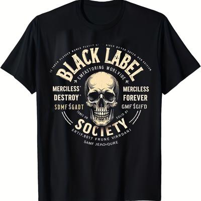 Men's Pure Cotton Summer Tees Black Label Society Skull All Season Cotton Single Sided Printed