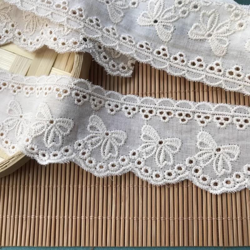 

2 ярда Хлопок Белый Бежевый Вышитый Цветочный Кружевной Материал Отделка Сделай Сам Для Одежды Шитье Украшение
