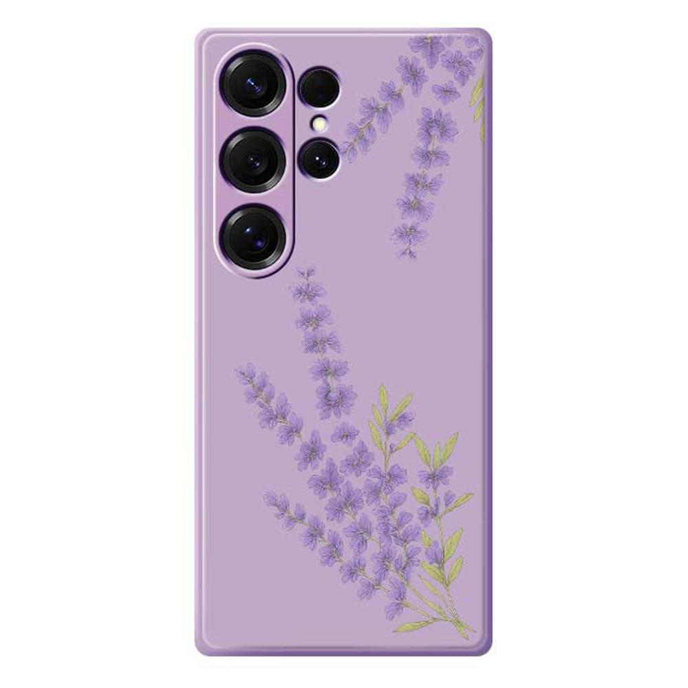 For Samsung Galaxy S25 Ultra Case Lavender Pattern Printing Straight Edge TPU Phone Back Cover