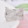 925 Sterling Silver Cross Rings Full Bling Iced Out Cubic Zirconia Gorgeous Wedding Band Accessories for Women Party Jewelry