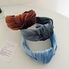 PROLY New Fashion Headband For Women Wide Side Warm Golden Velvet Hairband Center Knot Headwear Autumn Winter Hair Accessories