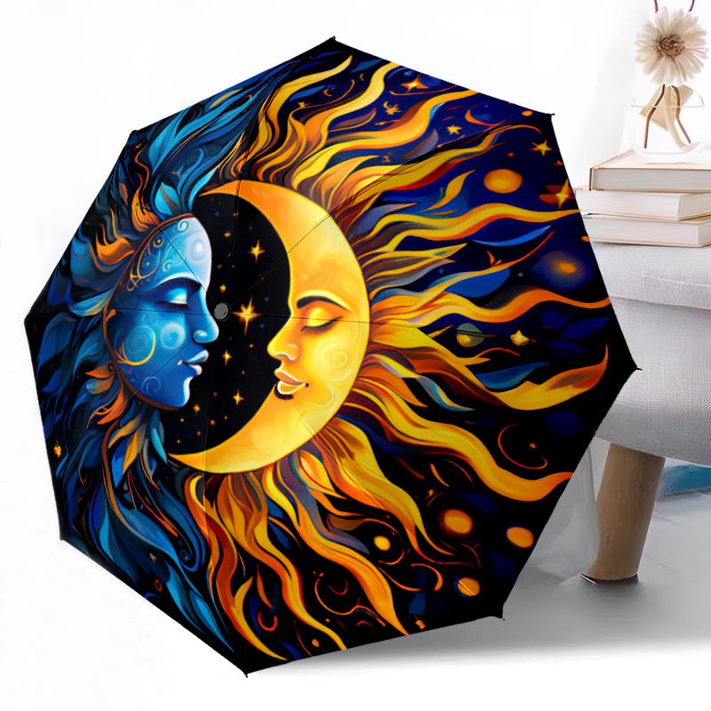Fantasy Floral Sunlight Outdoor Automatic Umbrella Retractable Design with 8-Rib Durability Lightweight Perfect Gift for Friends Family