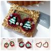 Retro Mistletoe Christmas Earrings Resin Heart Ear Studs Advent Wreath Ear Cuffs  Accessories