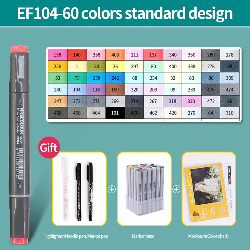 EF104 Double-Head Alcohol Marker Pens Sketch Design Marker Brush Pen Beginner Manga Graphic Drawing Art Supplies
