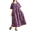 DIMANAF 2025 Damen Sommerkleid Übergröße Basic Vintage Druck Floral Lässig Oversized Lang Locker Kleid