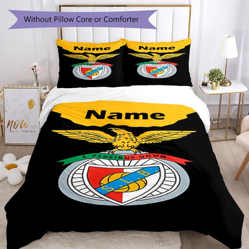 3pcs Custom Name S.L. Benfica Bedding Set Duvet Cover Closure Includes 1 Duvet Cover & 2 Pillowcases, Soft and Comfortable for All Seasons.
