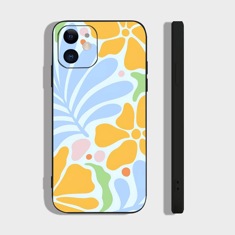 Art Flower For IPhone 13,17,11,12,16,14,15,Plus,Pro Max Soft Silicone Black Phone Case