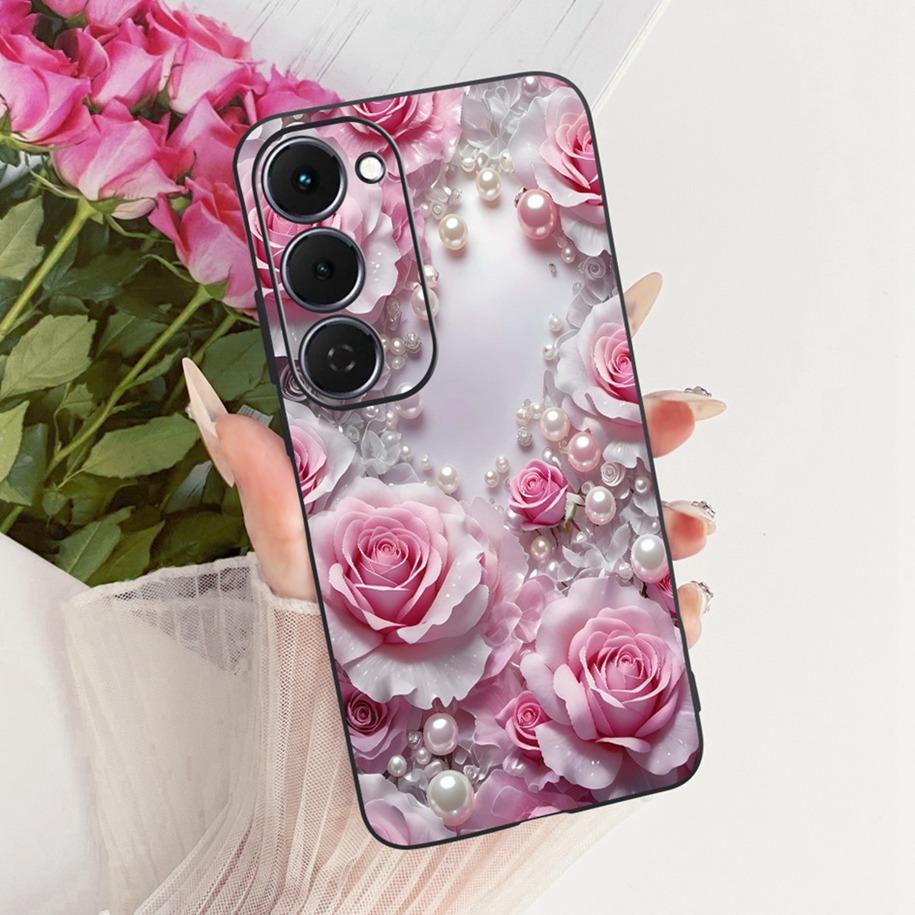 Case For Tecno Spark 40 Pro 40Pro+ 4G Cover Fashion Flower Phone Case Slim Black Silicone Soft Cover For Tecno Spark40 40C Shell