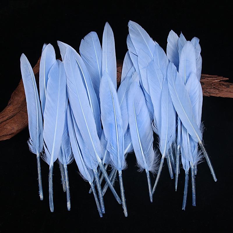 100Pcs Blue Goose Feathers 10-15cm Natural Dyed Feather for Wedding Decoration Party DIY Crafts Halloween Costume Supplies