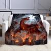 1PC Dragon Roars In Burning Palace Print Blanket Flannel Material Soft Warm for All Seasons Home Outdoor Camping Picnics RV