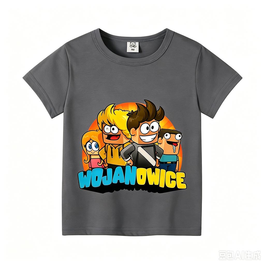 Wojans T-shirt s anime motivem, kulatý výstřih, dětské oblečení s krátkým rukávem, letní bavlněná trička, trička pro kluky a holky, dárek k narozeninám
