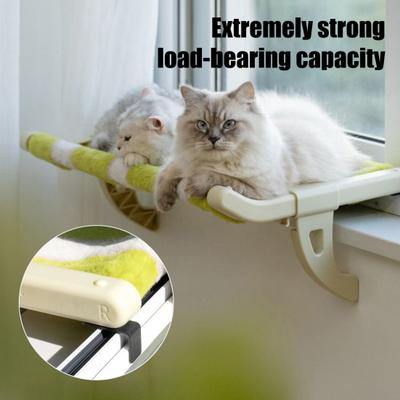 Katt Hängmatta Säng Justerbar Sängkants Hängmatta Purr Loft Katter Ingen Borrning Fönsterpinne Kattsäng med Avtagbart Tvättbart Överdrag för Inomhuskatter