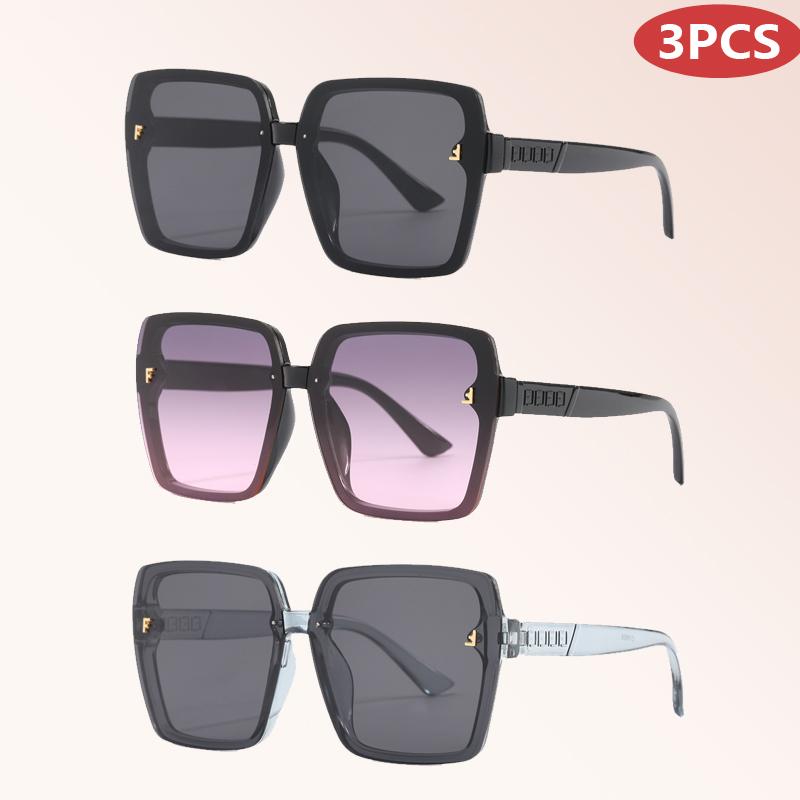3pcs Square Sunglasses Women Men Retro Gradient Shades UV400 Outdoor Cycling Punk Fashion Sun Glasses