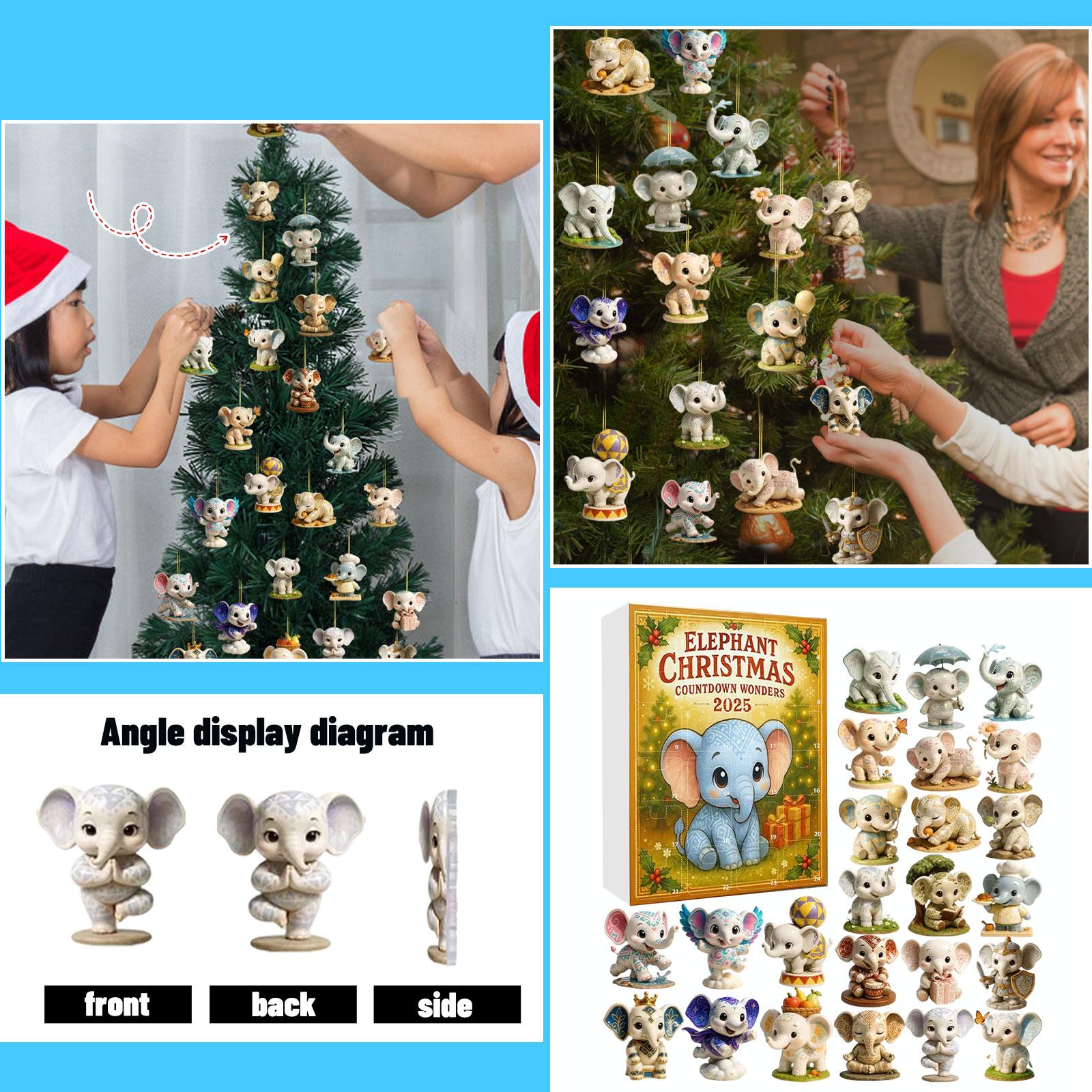 

Слоник Обратный Отсчет до Рождества, Плоские Акриловые Украшения 2D, Подвески на Рождественскую Елку, Подходят для Рождественского Украшения One Size