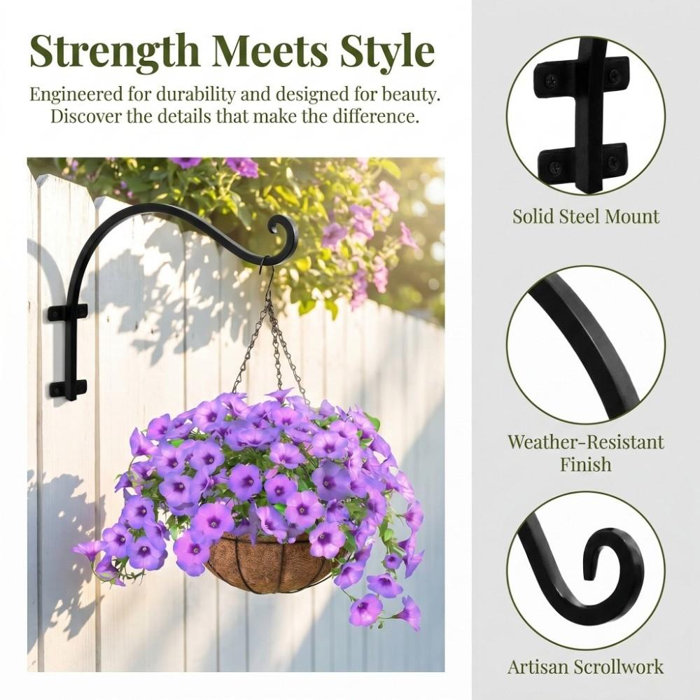 Heavy Duty Hanging Plant Brackets Iron Flower Basket Hooks Gardening Tool Plant Hangers  Indoor Use