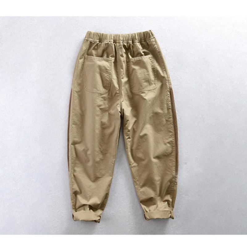 Japanischer Stil Cargohosen Herren Reine Baumwolle Elastischer Bund Lange Hosen Jugend Streetwear Baggy Herrenhosen Reine Baumwolle Freizeithosen
